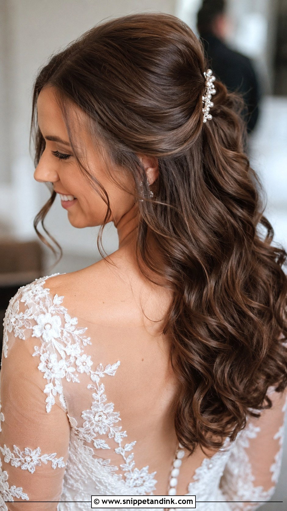 Half Up Half Down Curls - Snippet and Ink - 20 Curled Wedding Hair Down Ideas