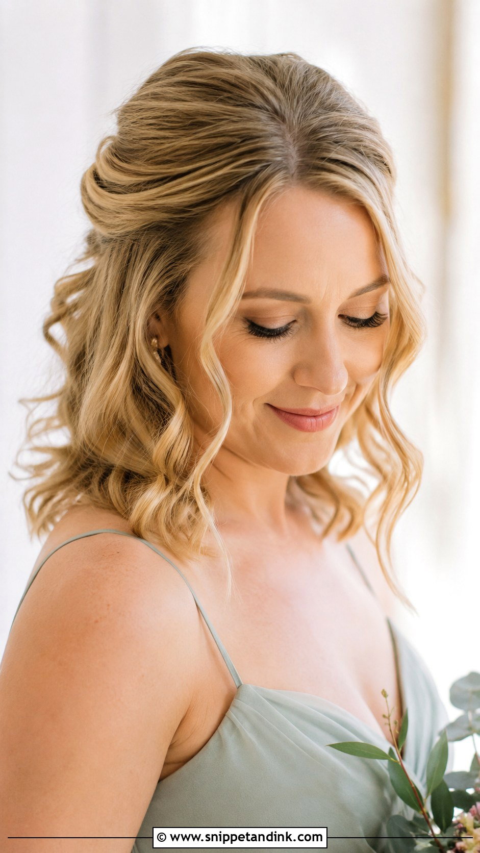 Half Up Half Down Curls For Medium Hair - Snippet and Ink - 20 Bridesmaid Hair Styles Half Up Half Down Medium Length