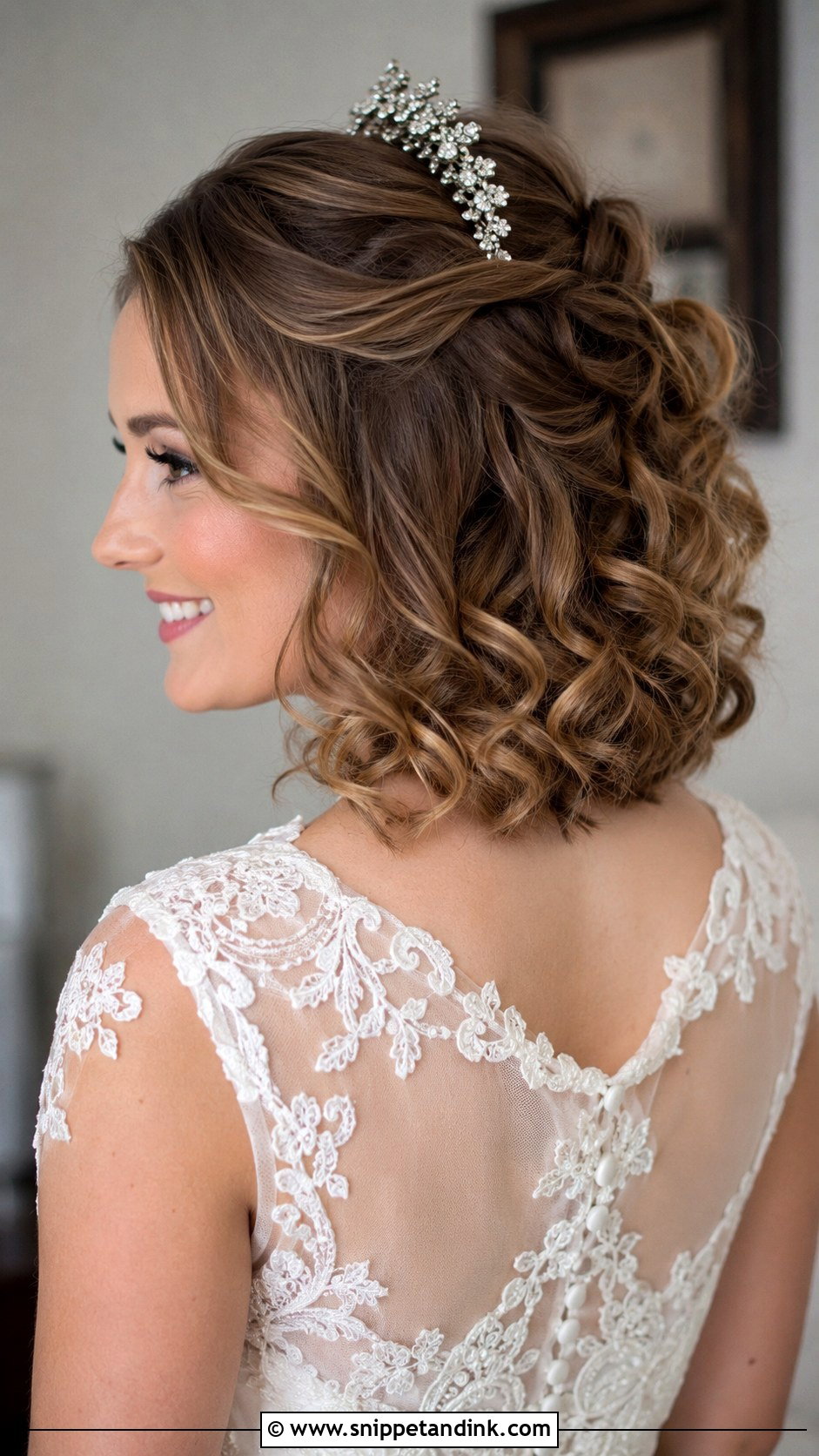 Half Up Half Down Curls For Short Hair - Snippet and Ink - 20 Short Hair Curls Wedding