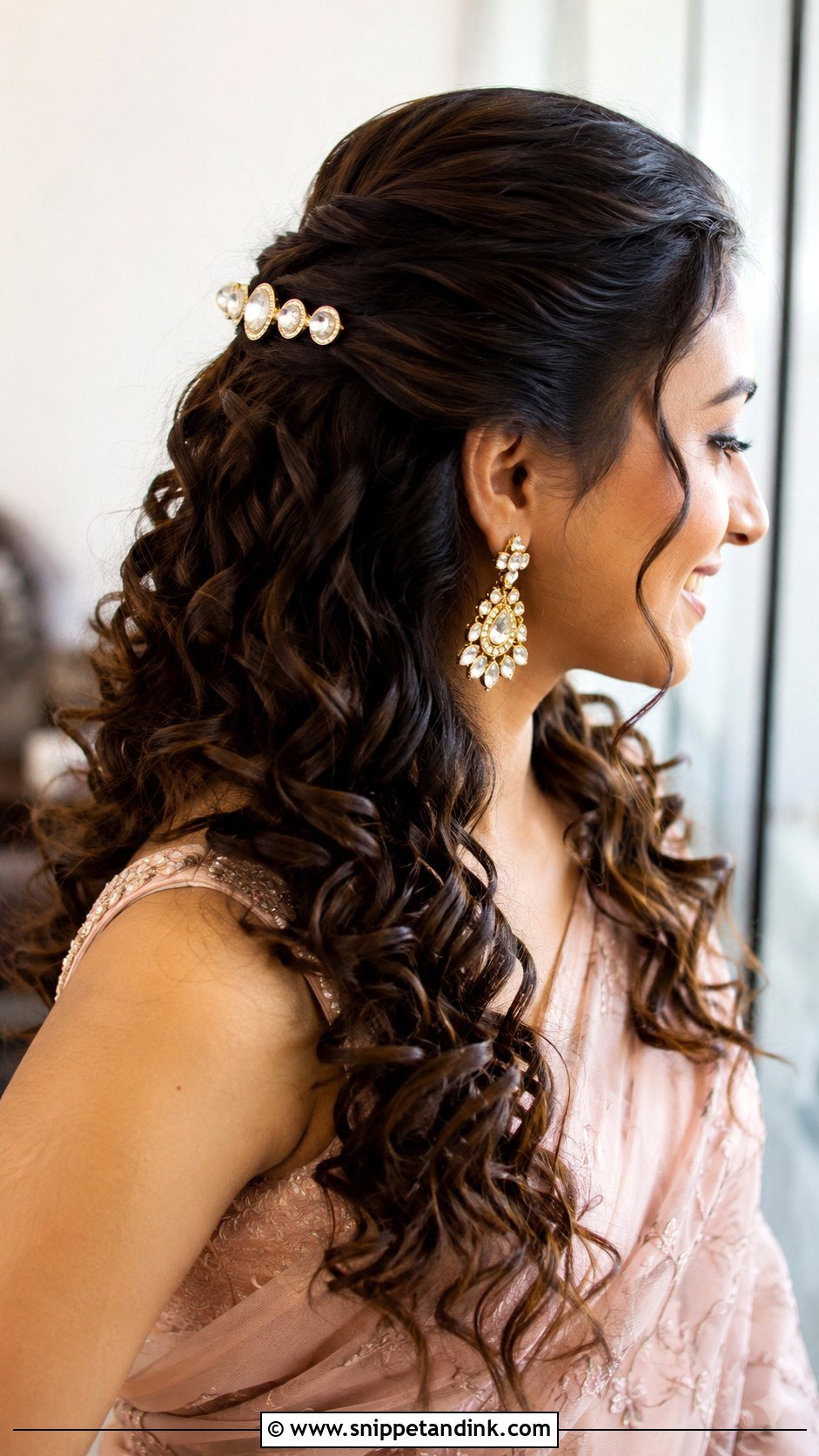 Half Up Half Down Curls for Indian Wedding - Snippet and Ink - 25 Curls Open Hairstyles Indian Wedding
