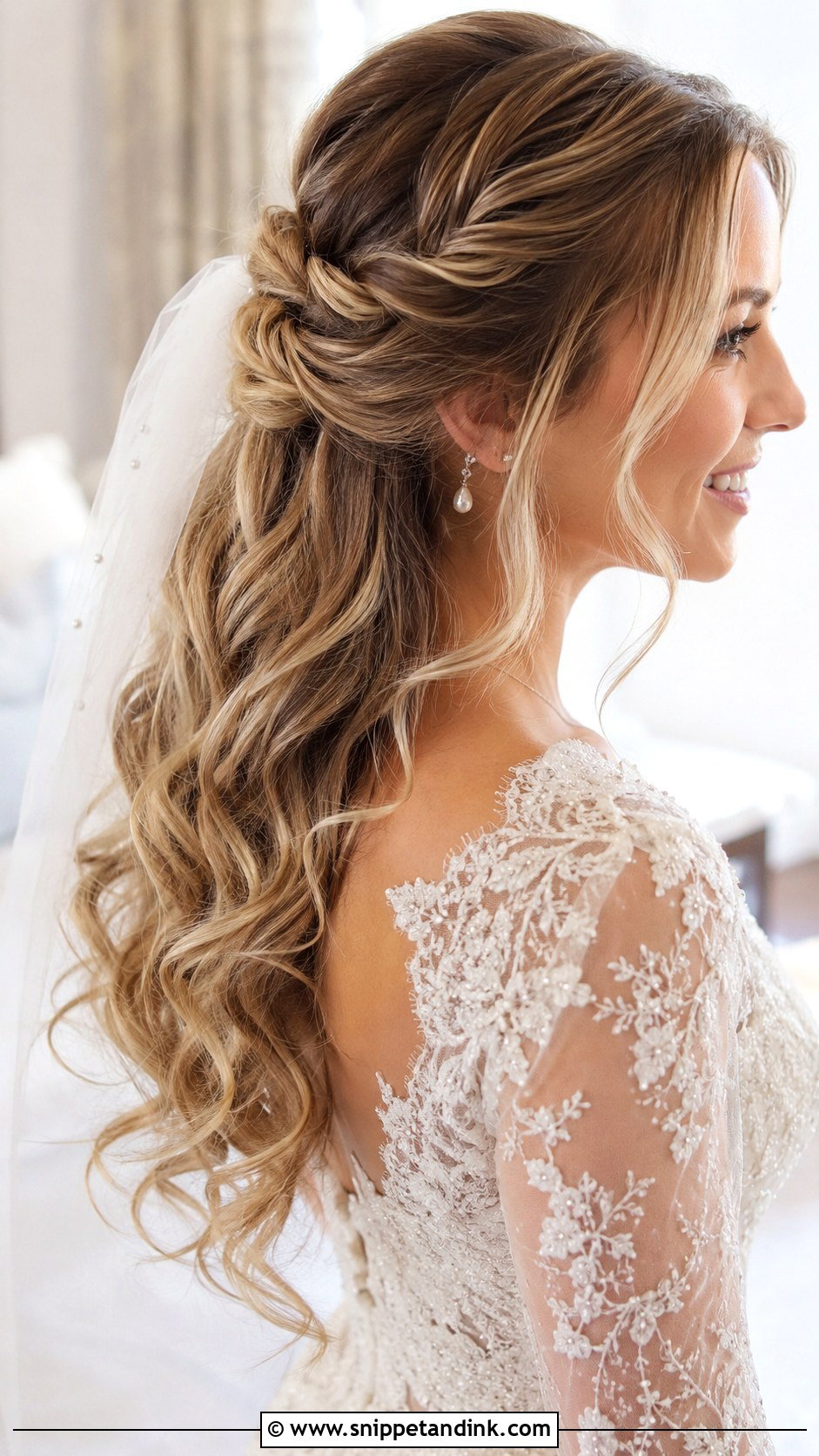 Half Up Half Down Curls for a Wedding - Snippet and Ink - 20 Hairstyle for a Wedding Ideas