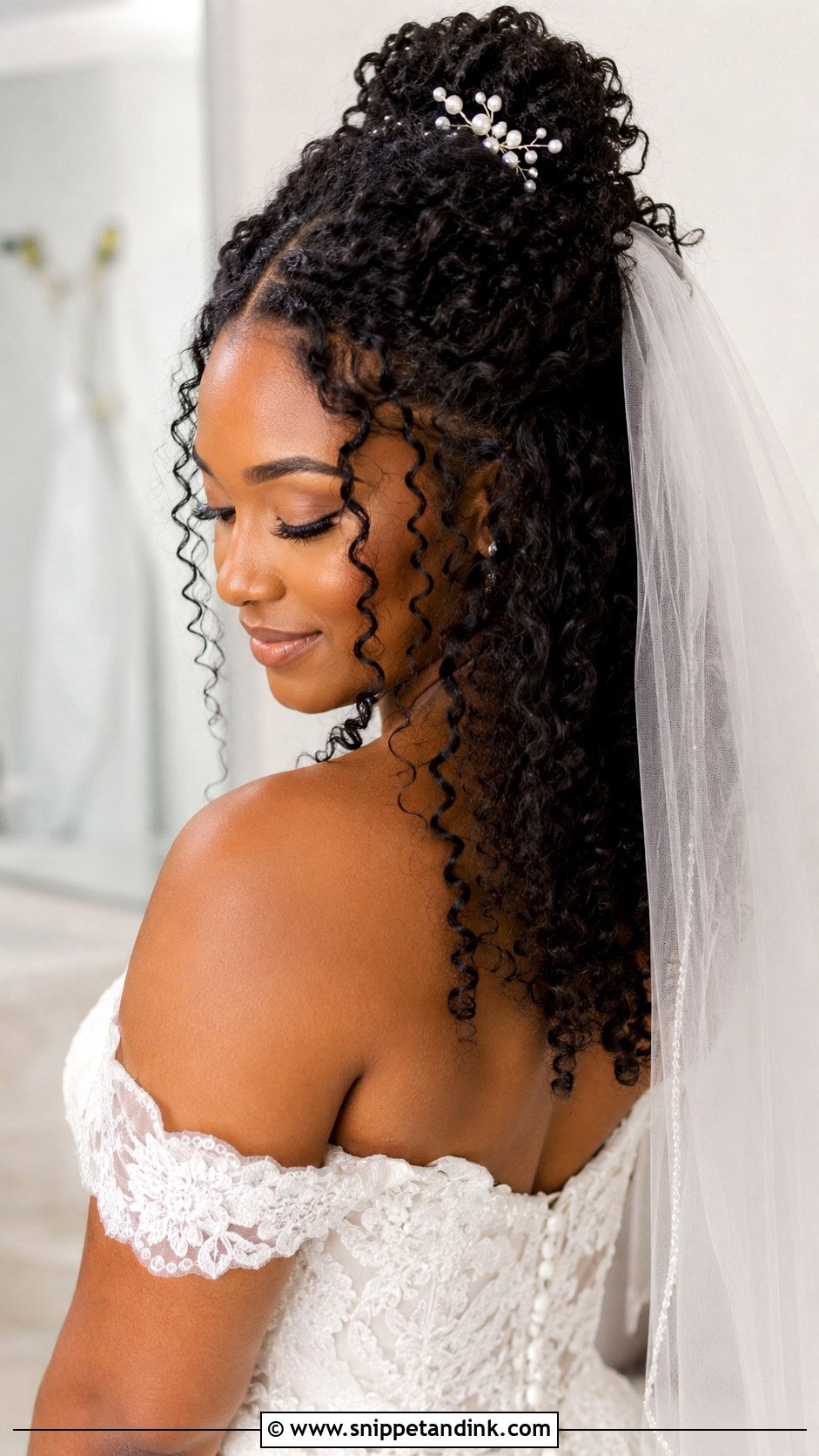 Half Up Half Down Curls - Snippet and Ink - 20 Afro Wedding Hair Ideas