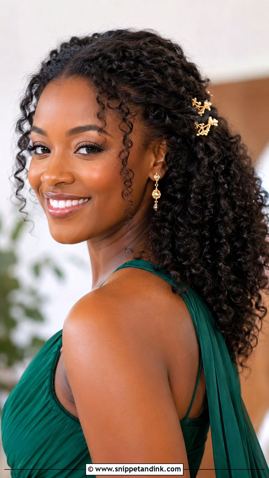 Half Up Half Down Curly Hair Wedding Guest - Snippet and Ink - 20 Half-Up Half-Down Wedding Guest Hairstyles