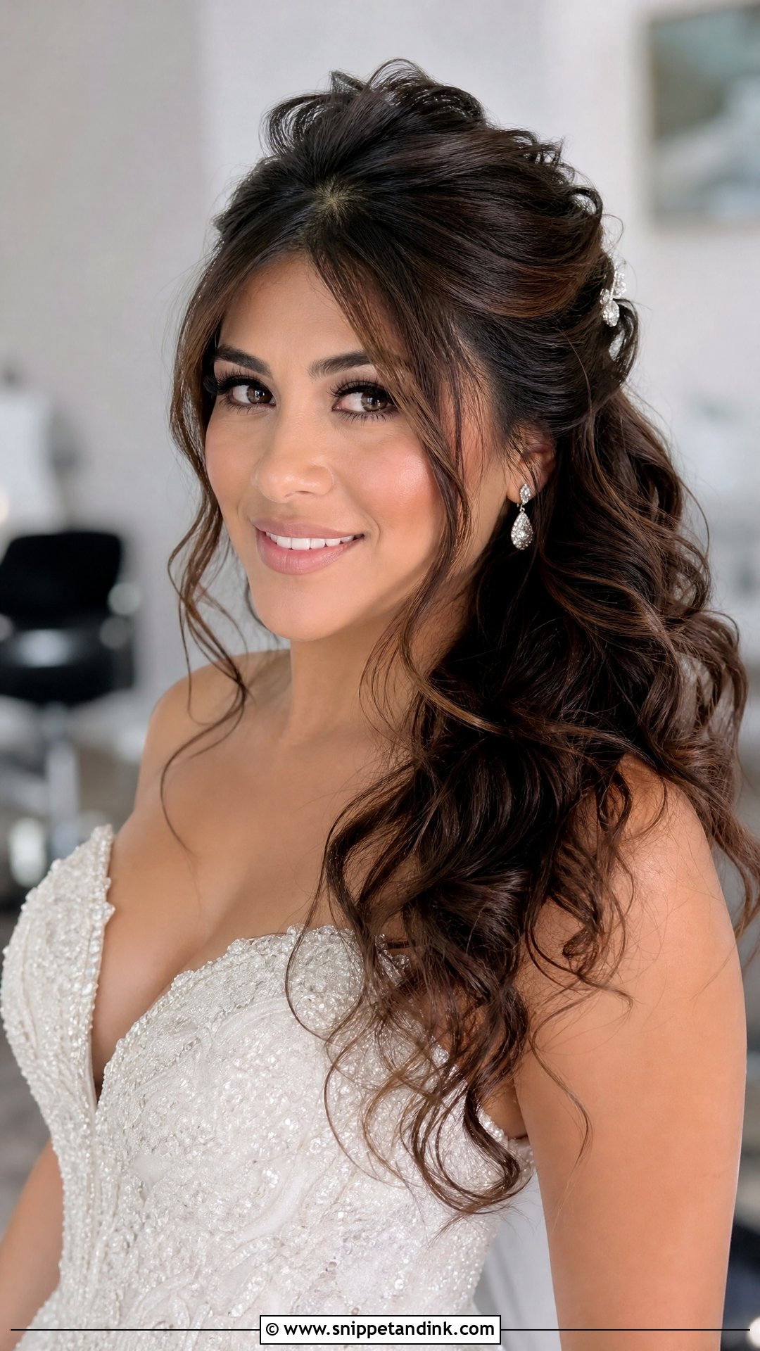 Half Up Half Down Curly Style - Snippet and Ink - 30 Wedding Hairstyles for Curly Hair