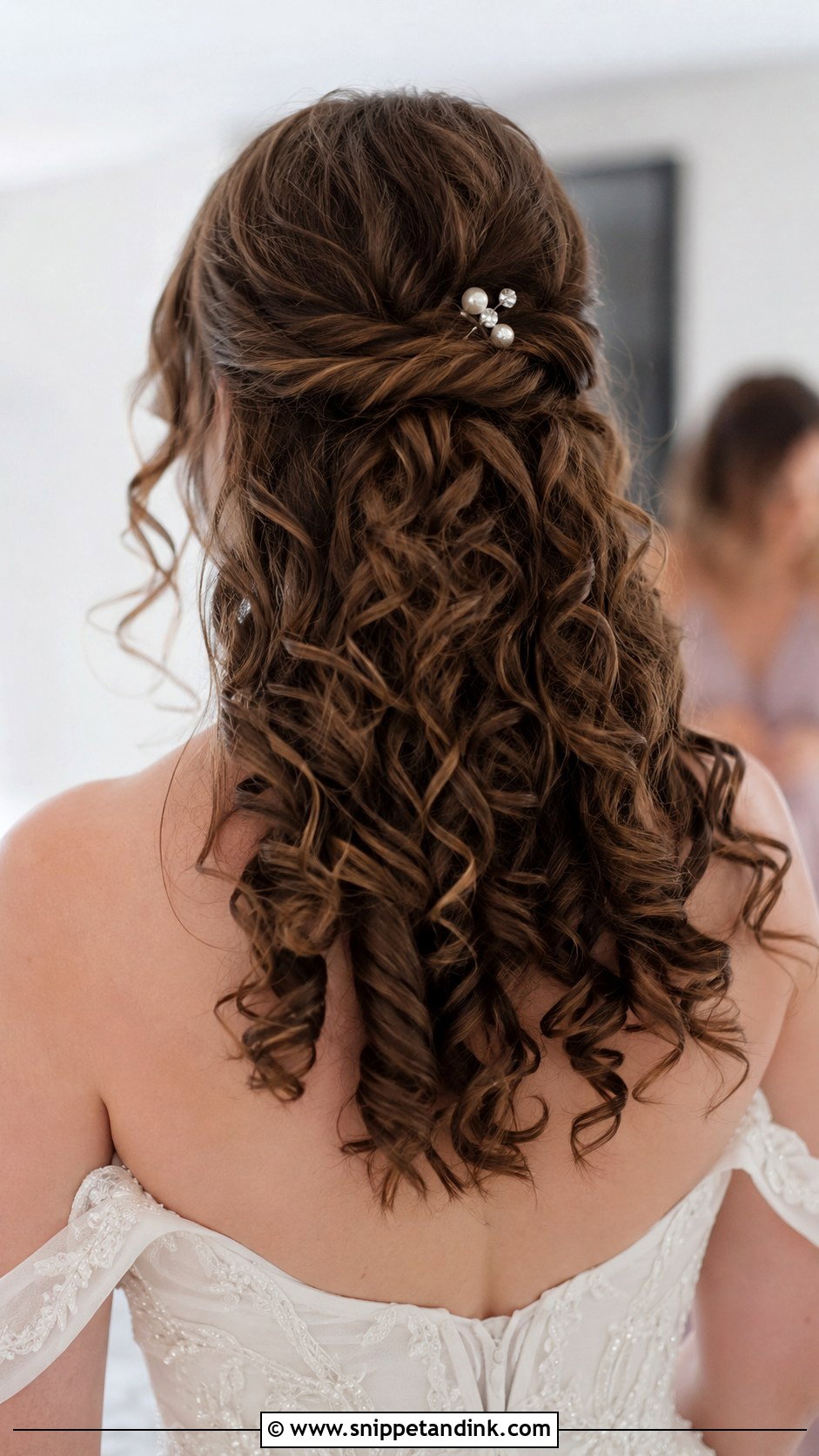 Half Up Half Down Curly Wedding Hair - Snippet and Ink - 20 Wedding Hair Curly Down Ideas