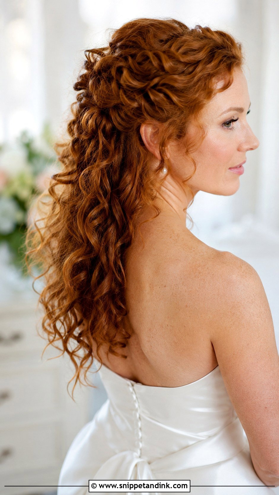 Half Up Half Down Curly Wedding Hair - Snippet and Ink - 25 Curly Hair Bridal Hairstyles