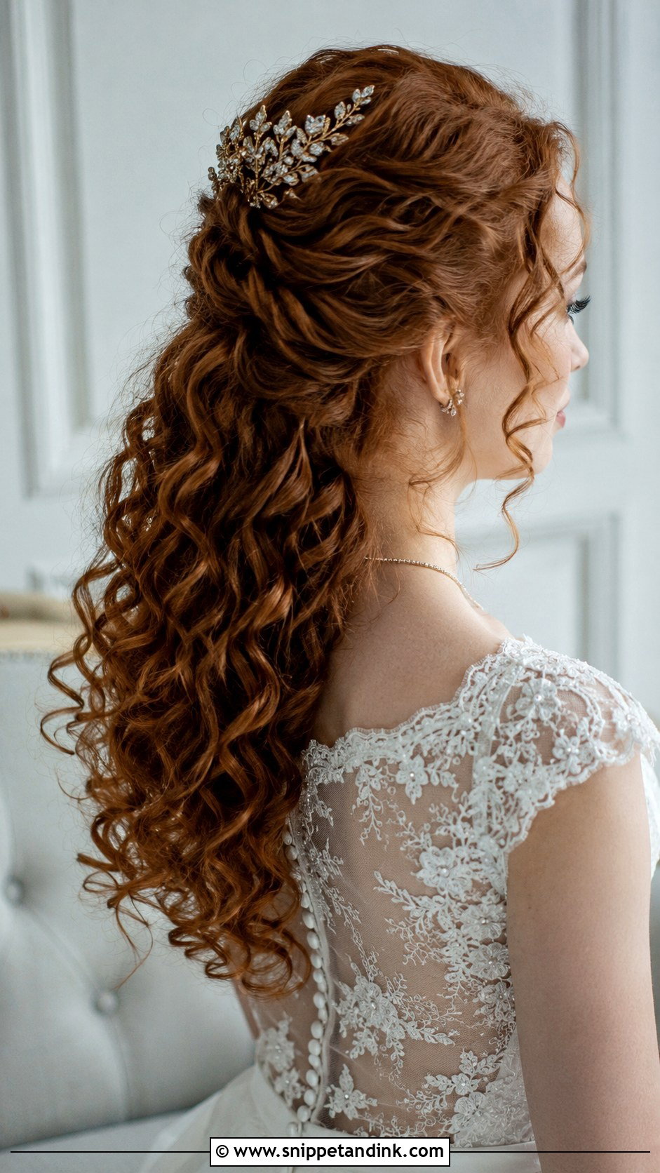 Half Up Half Down Curly Wedding Hair - Snippet and Ink - 25 Curly Bride Hairstyles