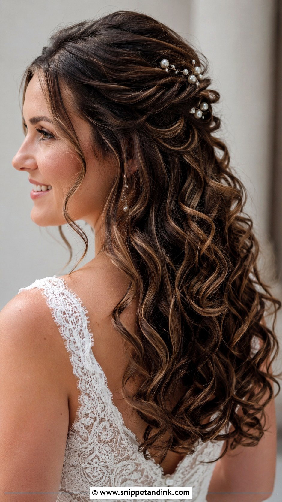 Half Up Half Down Curly Wedding Hair - Snippet and Ink - 25 Long Curly Wedding Hair Ideas