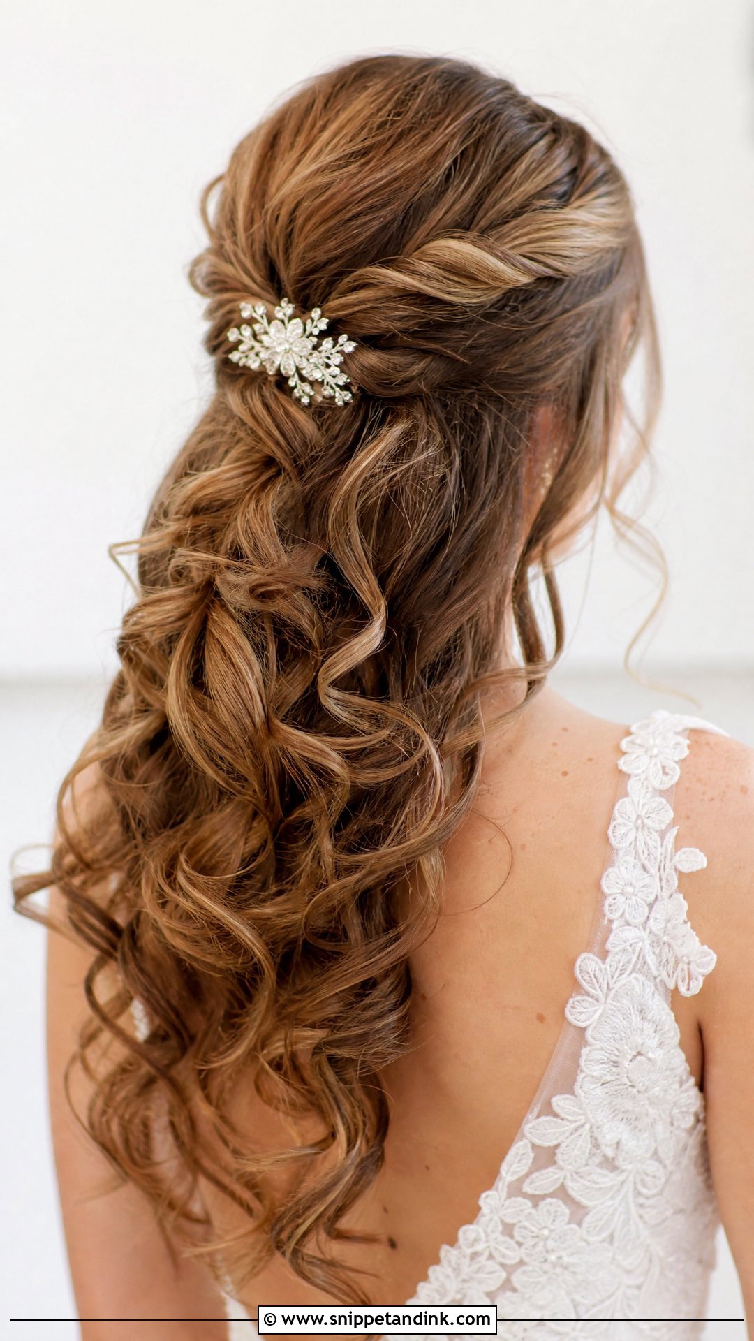 Half Up Half Down Curly Wedding Hair - Snippet and Ink - 20 Curly Wedding Hairstyle Ideas