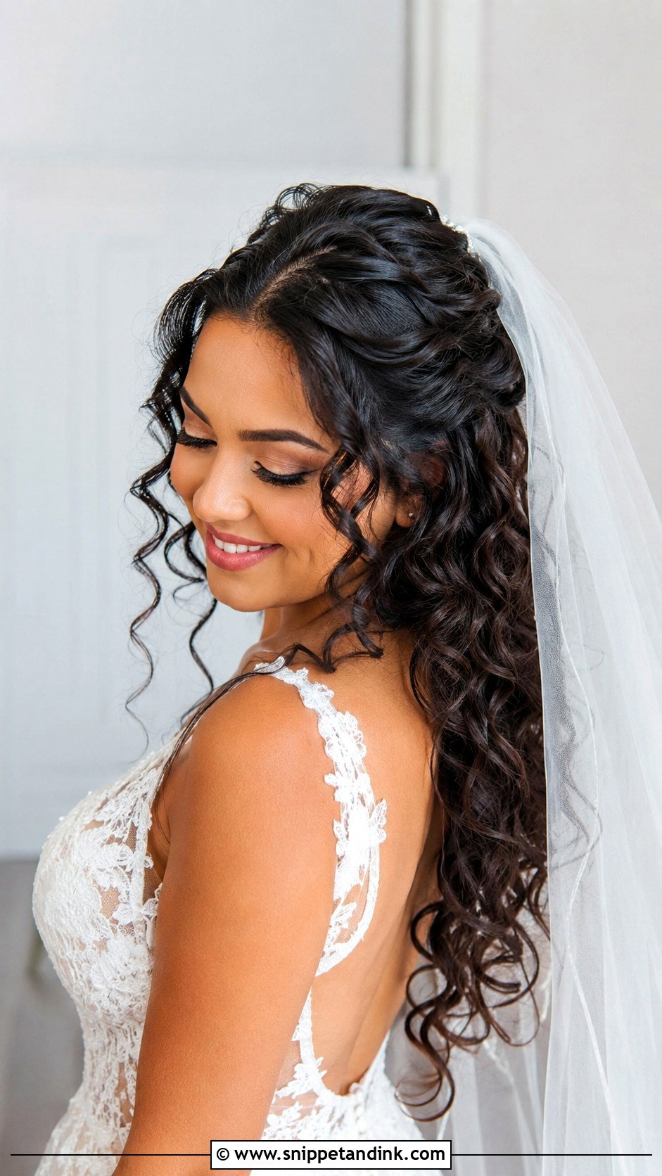 Half Up Half Down Curly Wedding Hairstyle - Snippet and Ink - 20 Wedding Hairstyles Curls