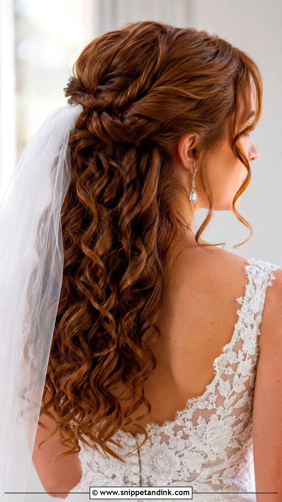 Half Up Half Down Curly Wedding Hairstyle - Snippet and Ink - 25 Curly Hair Wedding Hairstyles