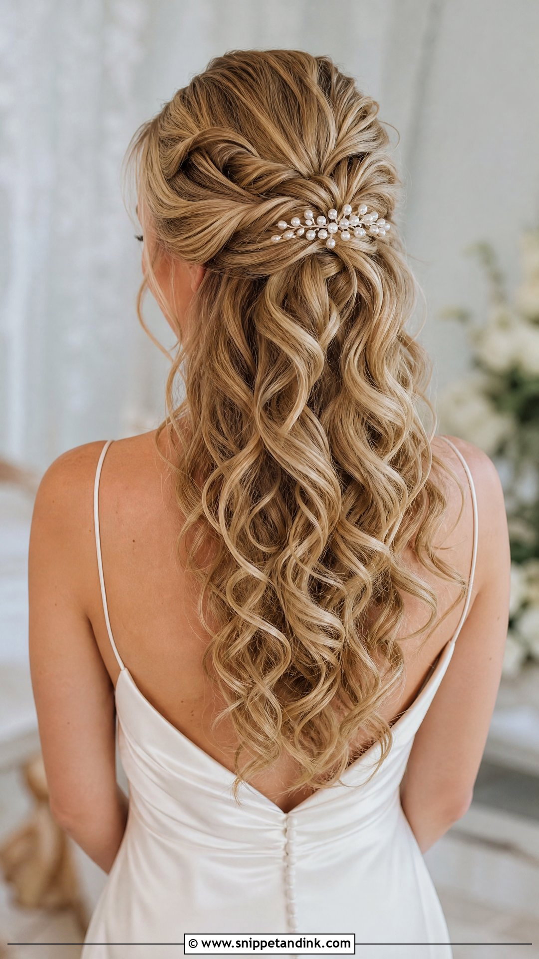 Half Up Half Down Curly Wedding Hairstyle - Snippet and Ink - 15 Curly Girl Wedding Hairstyles