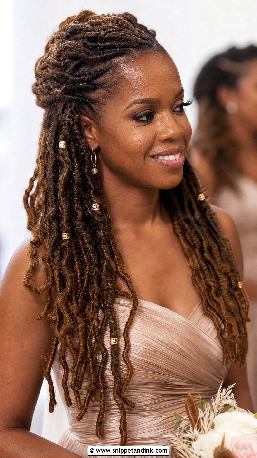 Half Up Half Down Dreadlocks Wedding Hairstyle - Snippet and Ink - 15 Dreads Dreadlocks Wedding Hairstyles