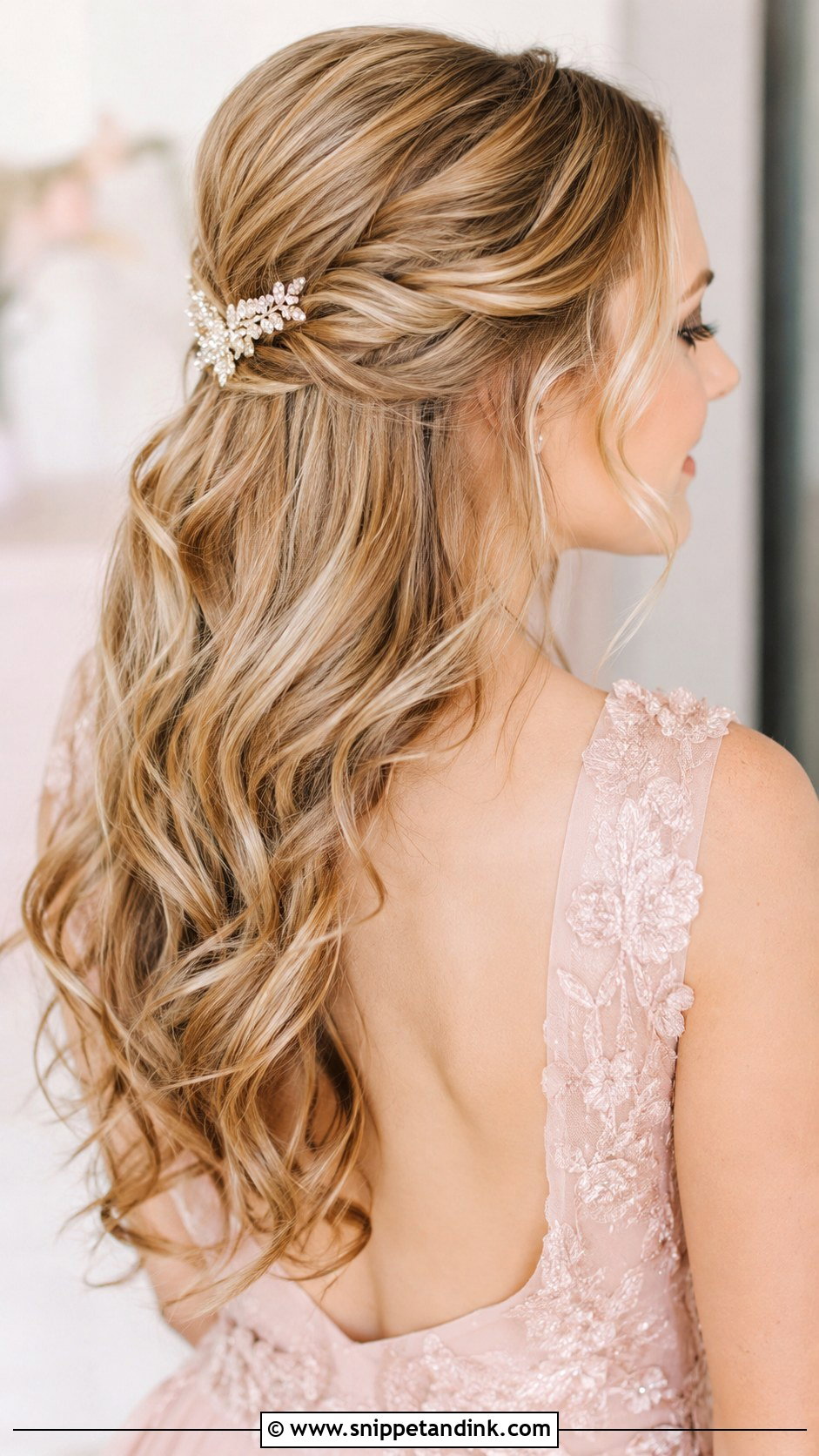 Half Up Half Down Engagement Hairstyle - Snippet and Ink - 25 Hairstyle for Engagement Bride Ideas