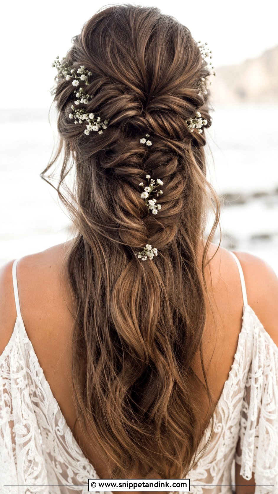 Half Up Half Down Fishtail Braid - Snippet and Ink - 25 Half-Up Half-Down Hair for Wedding Ideas