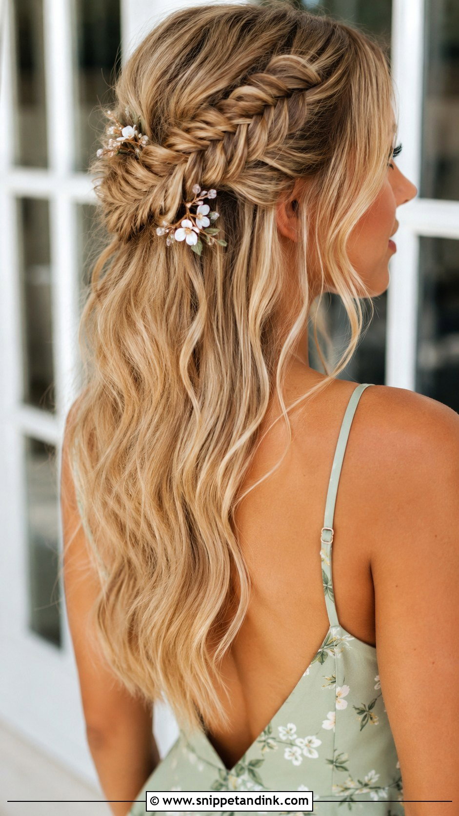 Half Up Half Down Fishtail Braid Wedding Guest - Snippet and Ink - 20 Half-Up Half-Down Wedding Guest Hairstyles