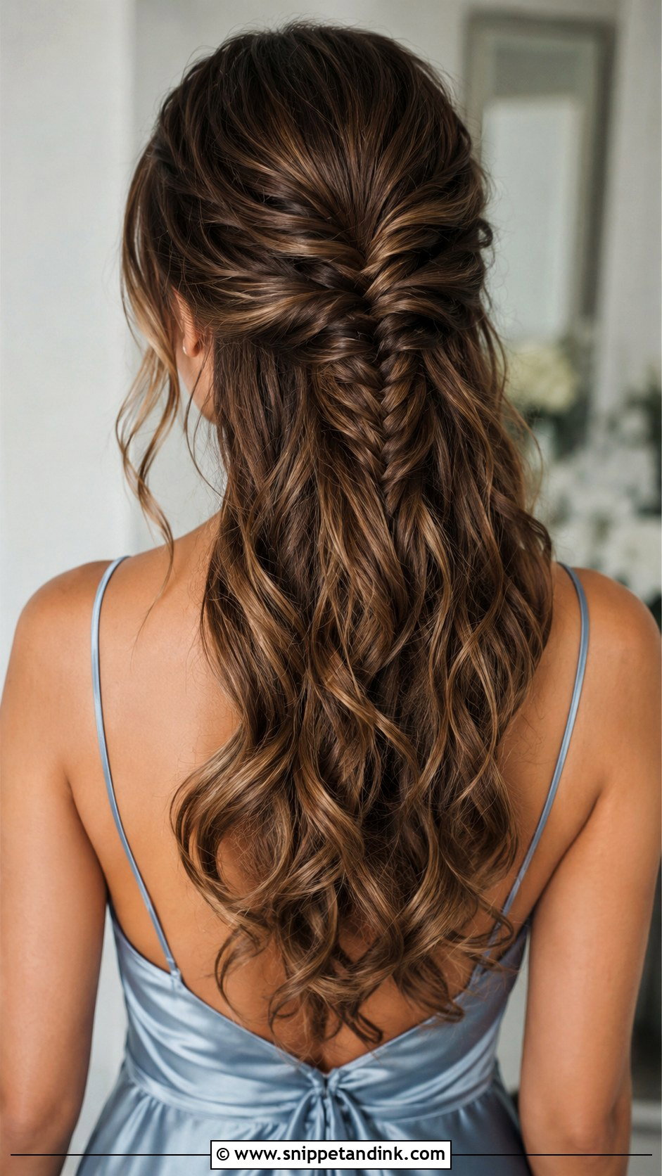 Half Up Half Down Fishtail Braid - Snippet and Ink - 20 Bridesmaid Hairstyles Half Up Half Down Braid Medium Lengths Long