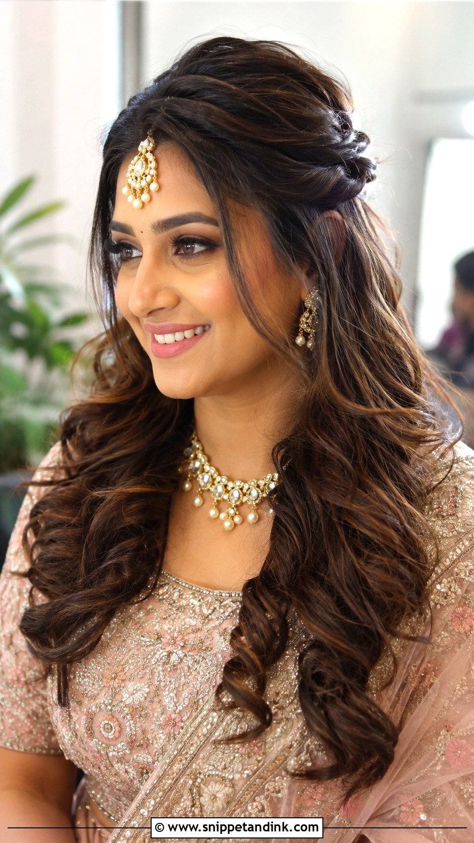Half Up Half Down Hairstyle For Indian Wedding - Snippet and Ink - 20 Hair Styles for Indian Wedding Guest