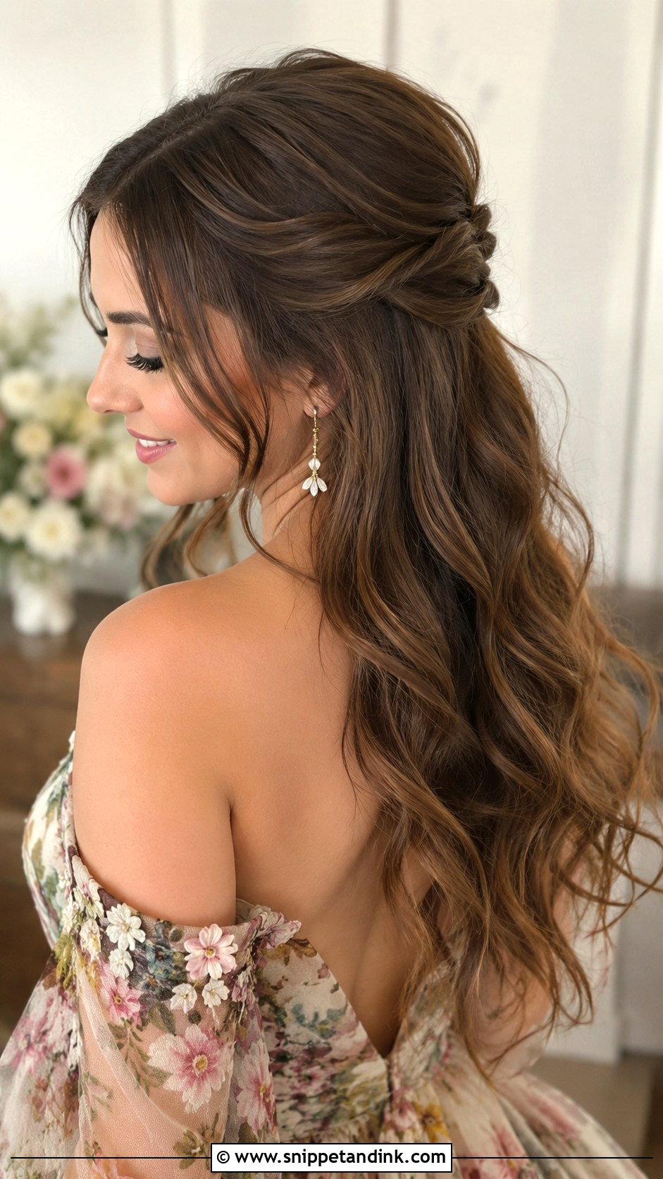 Half Up Half Down Hairstyle for Engagement - Snippet and Ink - 20 Simple Hairstyle for Engagement Ideas