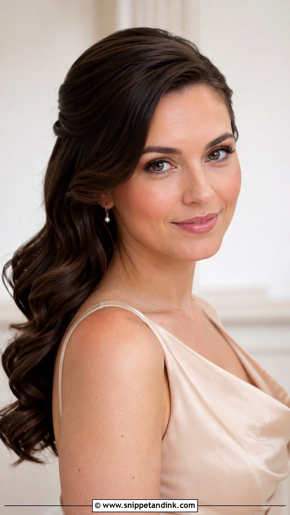 Half Up Half Down Hollywood Waves For Medium Hair - Snippet and Ink - 20 Wedding Hairstyles Half Up Half Down Medium Length Bridesmaid Hair