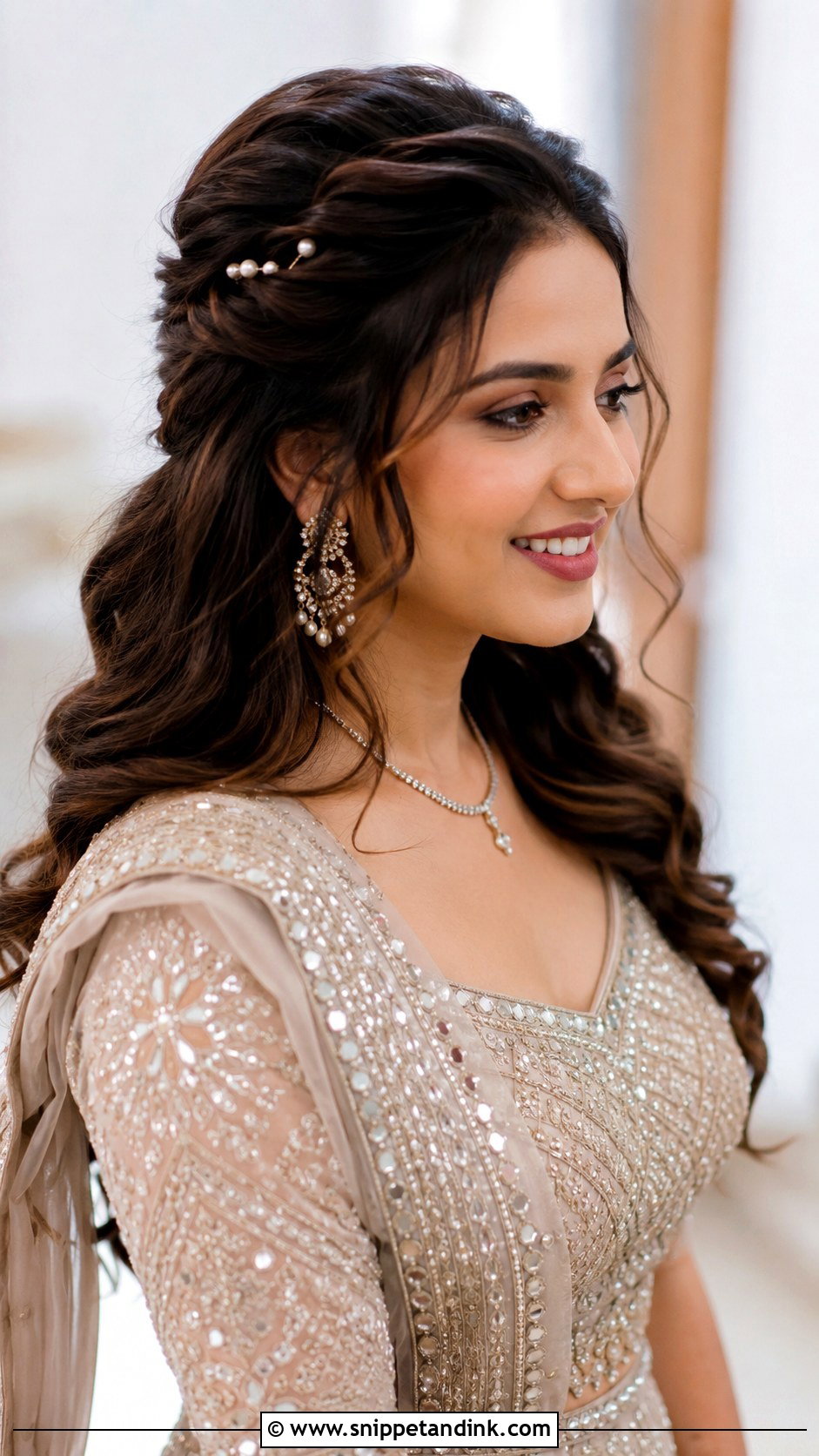 Half Up Half Down Indian Wedding Hair - Snippet and Ink - 15 Long Hairstyles Indian Wedding