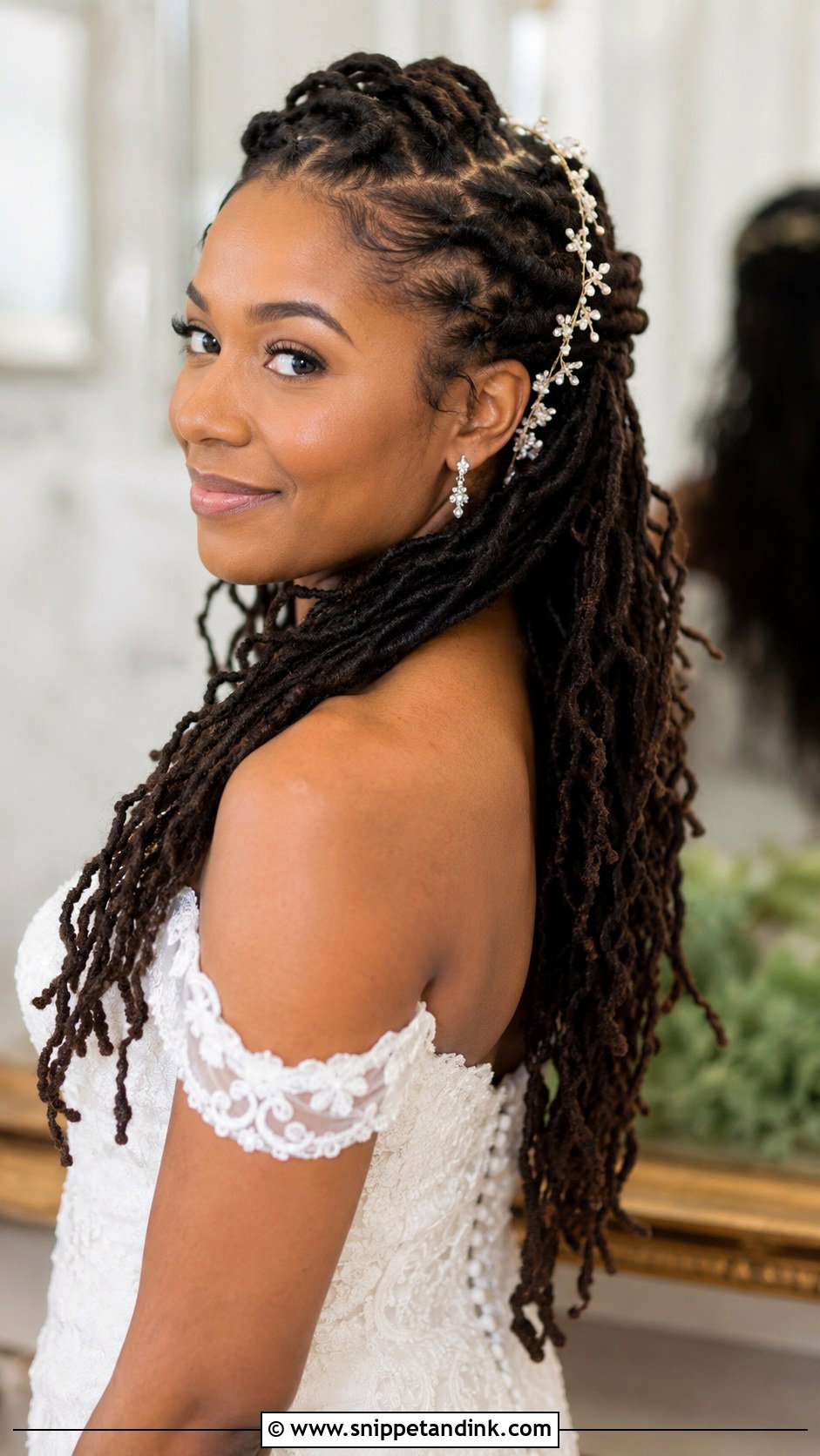 Half Up Half Down Loc Style - Snippet and Ink - 30 Dreadlock Wedding Hairstyles