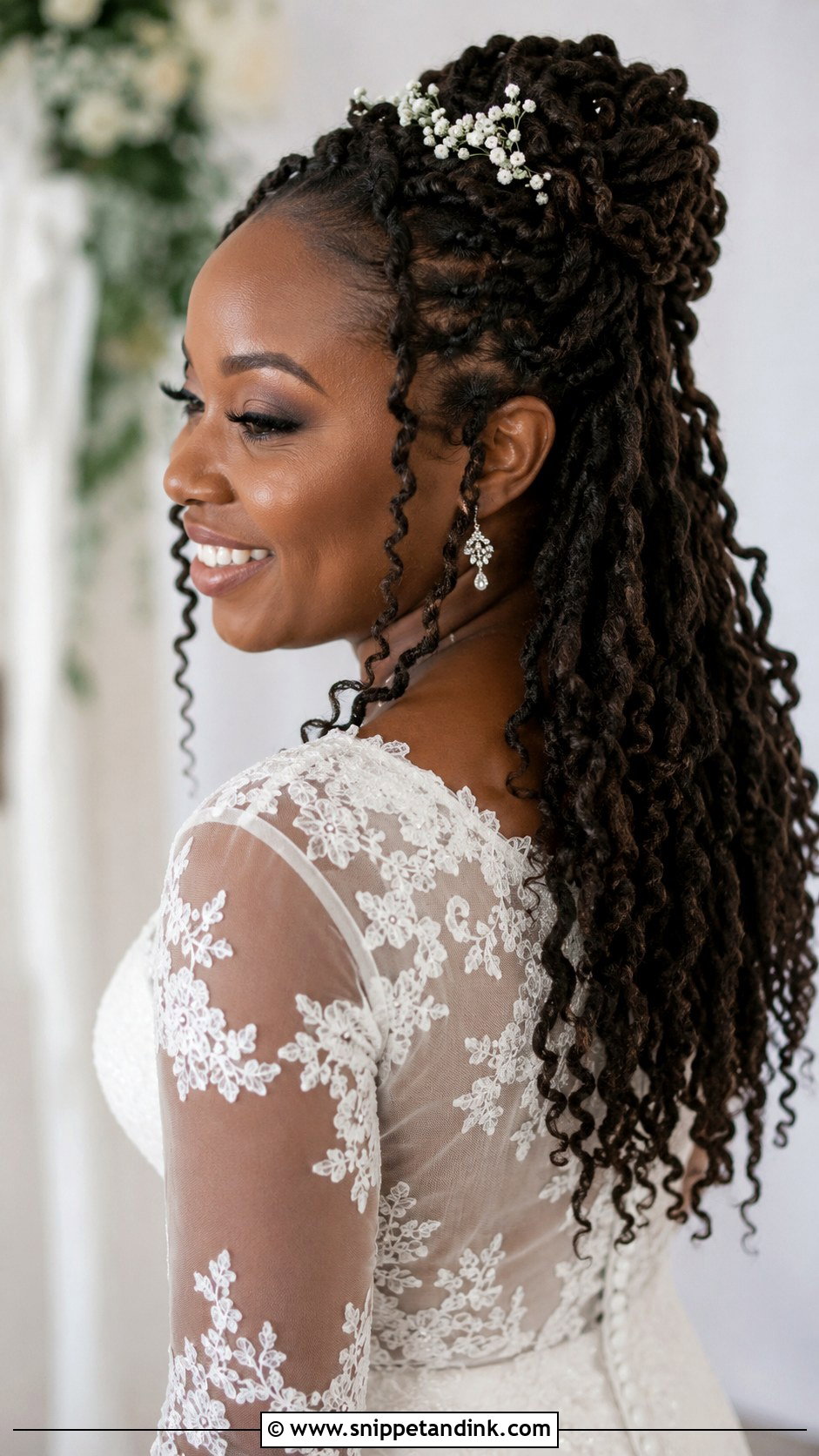 Half Up Half Down Loc Wedding Style - Snippet and Ink - 20 Dreadlocks Wedding Hairstyles Brides
