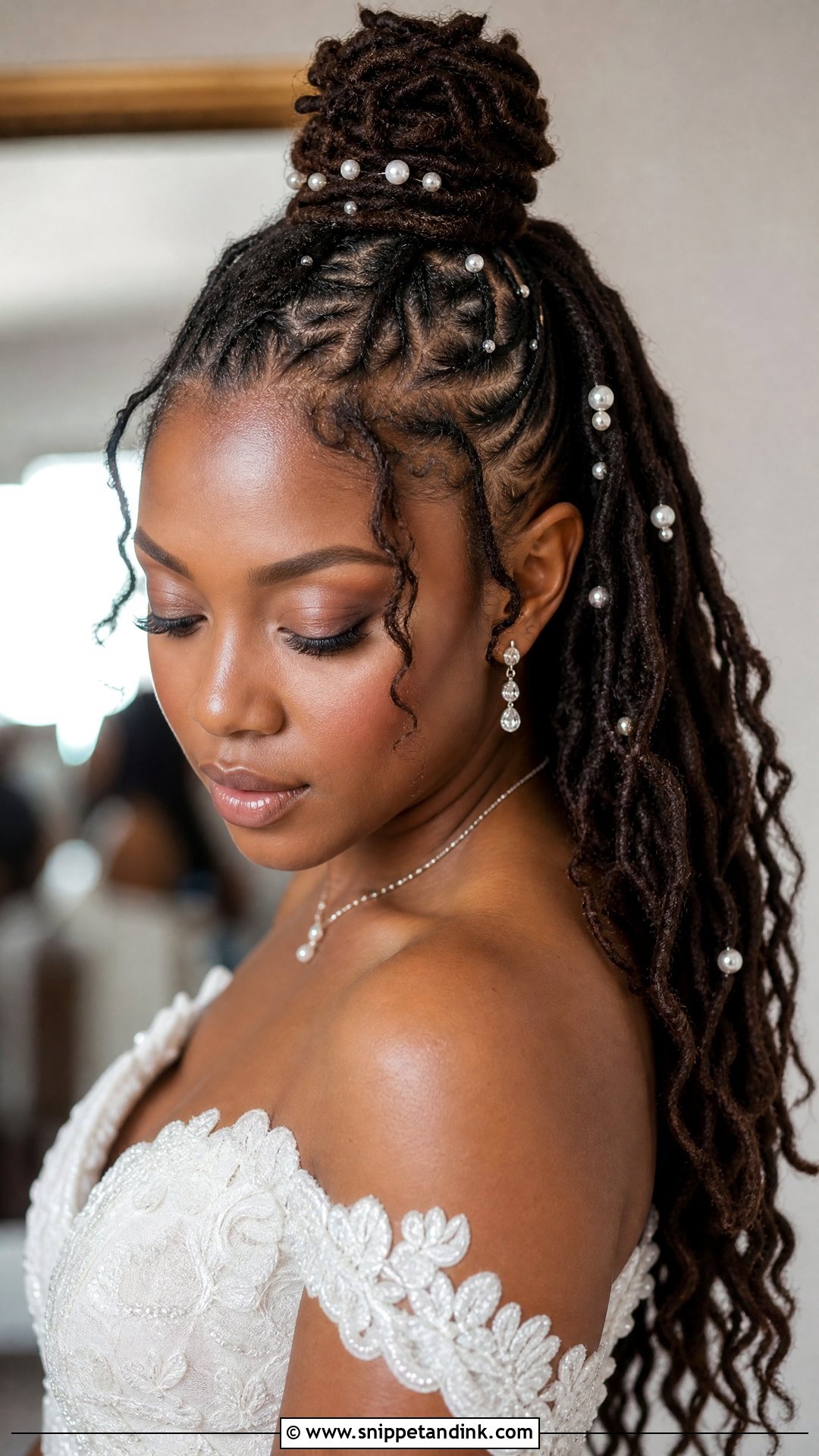 Half Up Half Down Locs - Snippet and Ink - 20 Loc Wedding Hairstyles