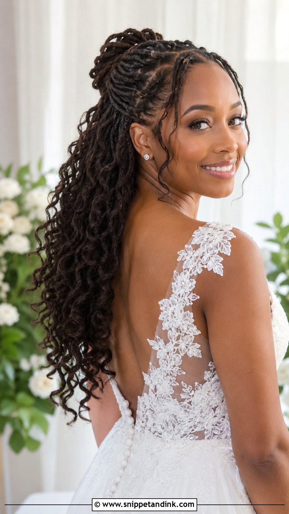 Half Up Half Down Locs - Snippet and Ink - 20 Loc Wedding Hairstyles Brides