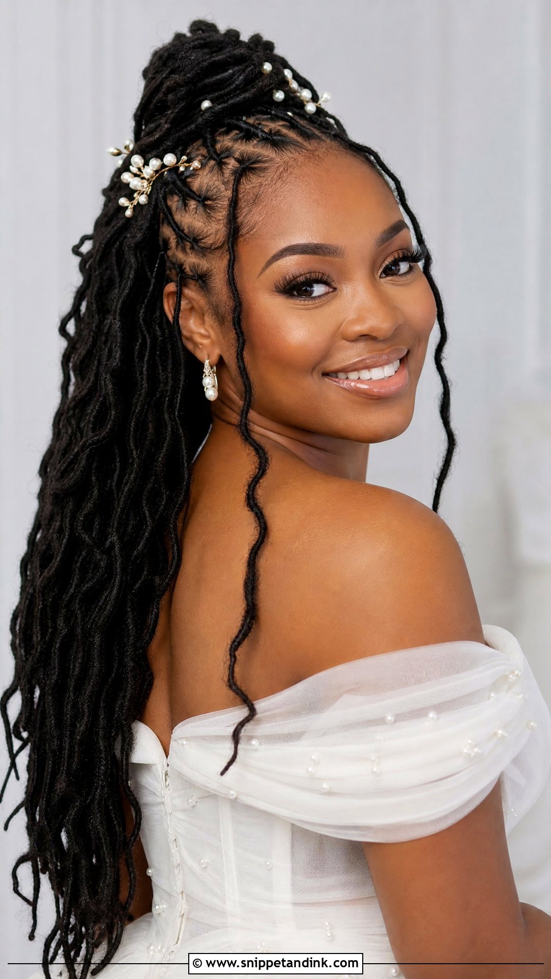 Half Up Half Down Locs - Snippet and Ink - 25 Bridal Dreadlock Hairstyles