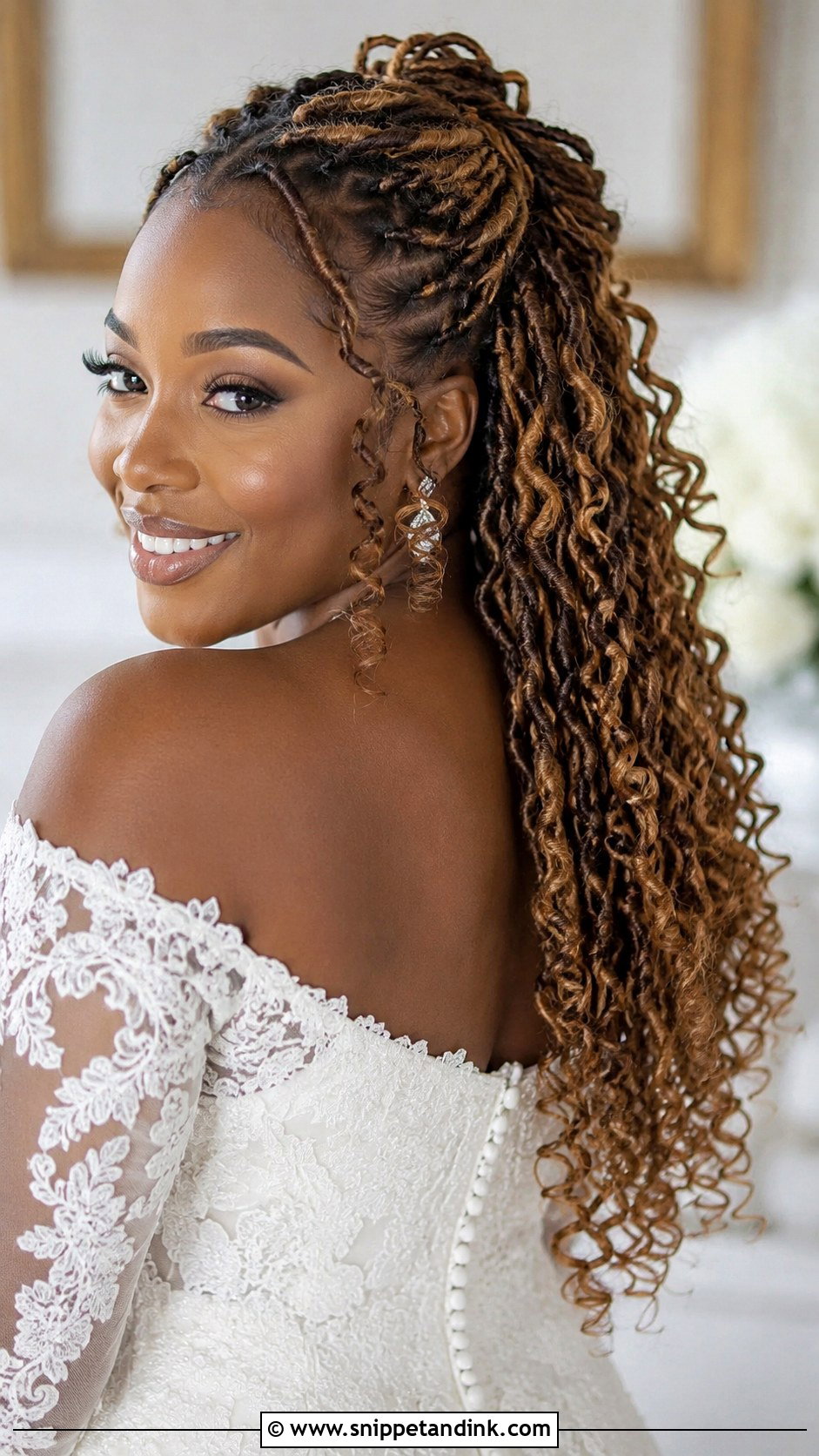 Half Up Half Down Locs - Snippet and Ink - 25 Bridal Locs Hairstyles