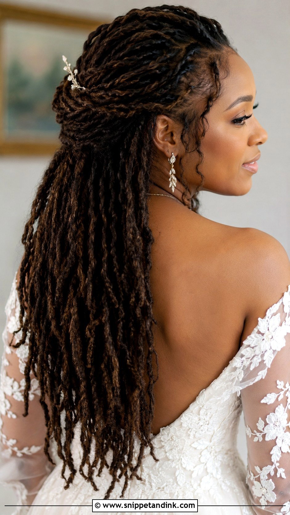 Half Up Half Down Locs - Snippet and Ink - 25 Locs Wedding Hairstyles Brides
