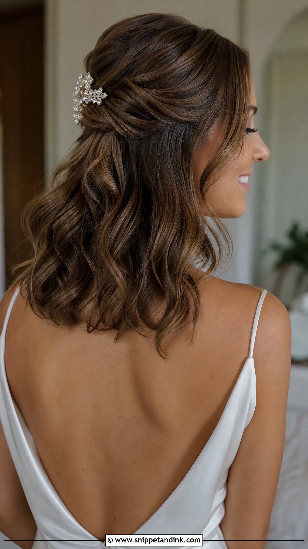 Half Up Half Down Long Bob Wedding Hair - Snippet and Ink - 20 Long Bob Wedding Hair Ideas