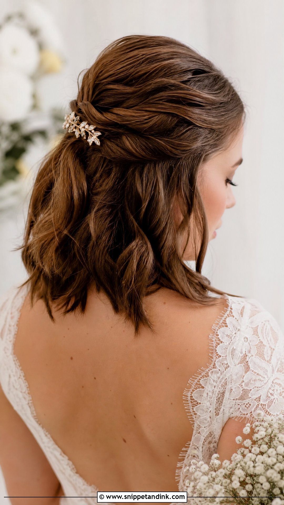 Half Up Half Down Long Bob - Snippet and Ink - 20 Long Bob Wedding Hairstyles
