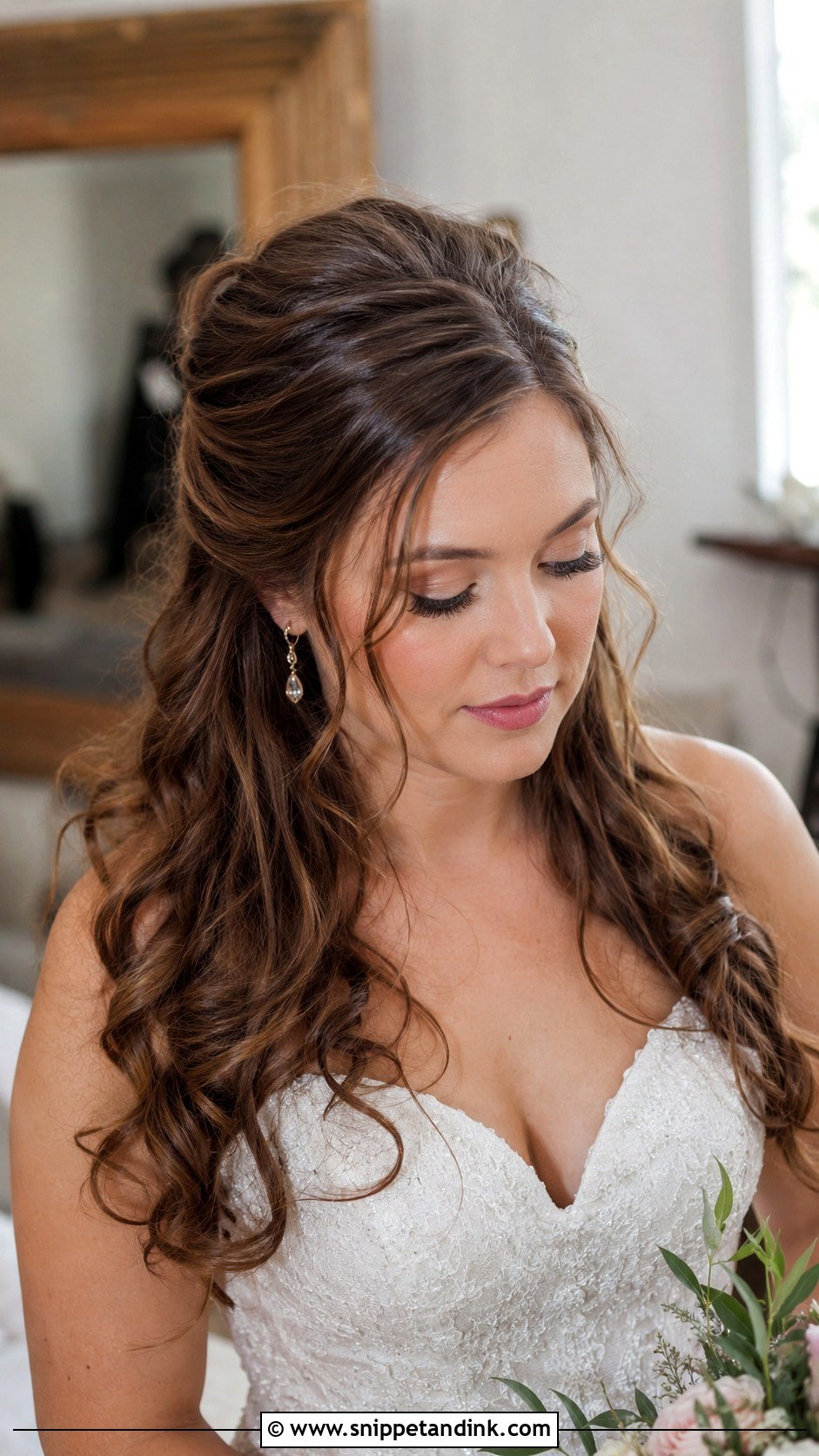 Half Up Half Down Loose Curls - Snippet and Ink - 25 Loose Wedding Hairstyles