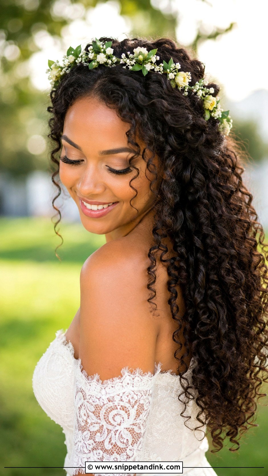 Half Up Half Down Natural Curls - Snippet and Ink - 30 Wedding Hair Black Women Ideas