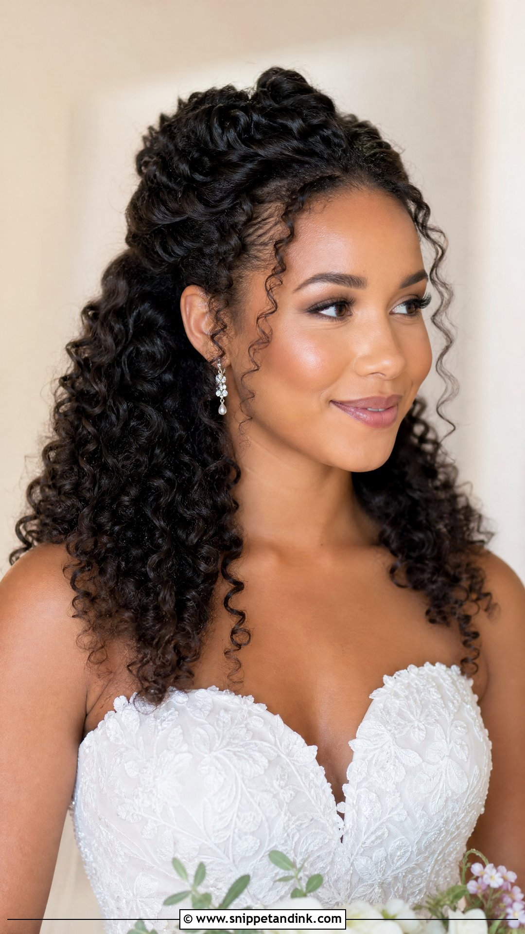 Half Up Half Down Natural Hair Style - Snippet and Ink - 25 Black Hair Bride Hairstyles
