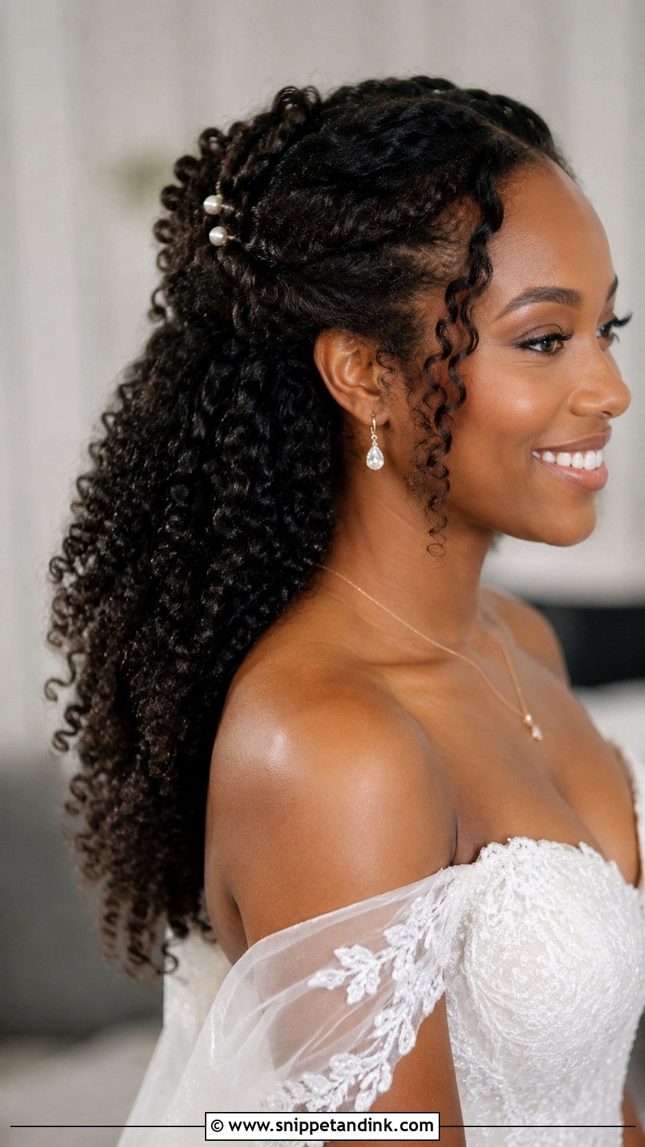 Half Up Half Down Natural Style - Snippet and Ink - 25 Natural Hair Updo Wedding Ideas