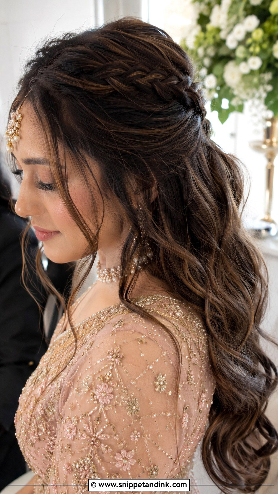 Half Up Half Down Nikah Hairstyle - Snippet and Ink - 20 Nikah Bride Hairstyles