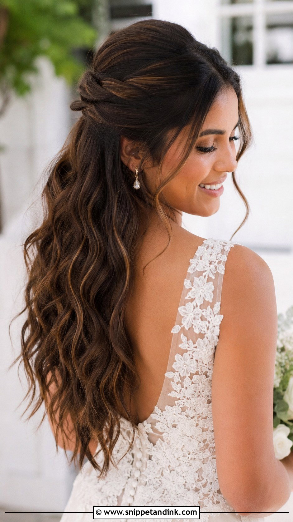 Half Up Half Down Open Hairstyle for Bride - Snippet and Ink - 25 Open Hairstyles for Bride