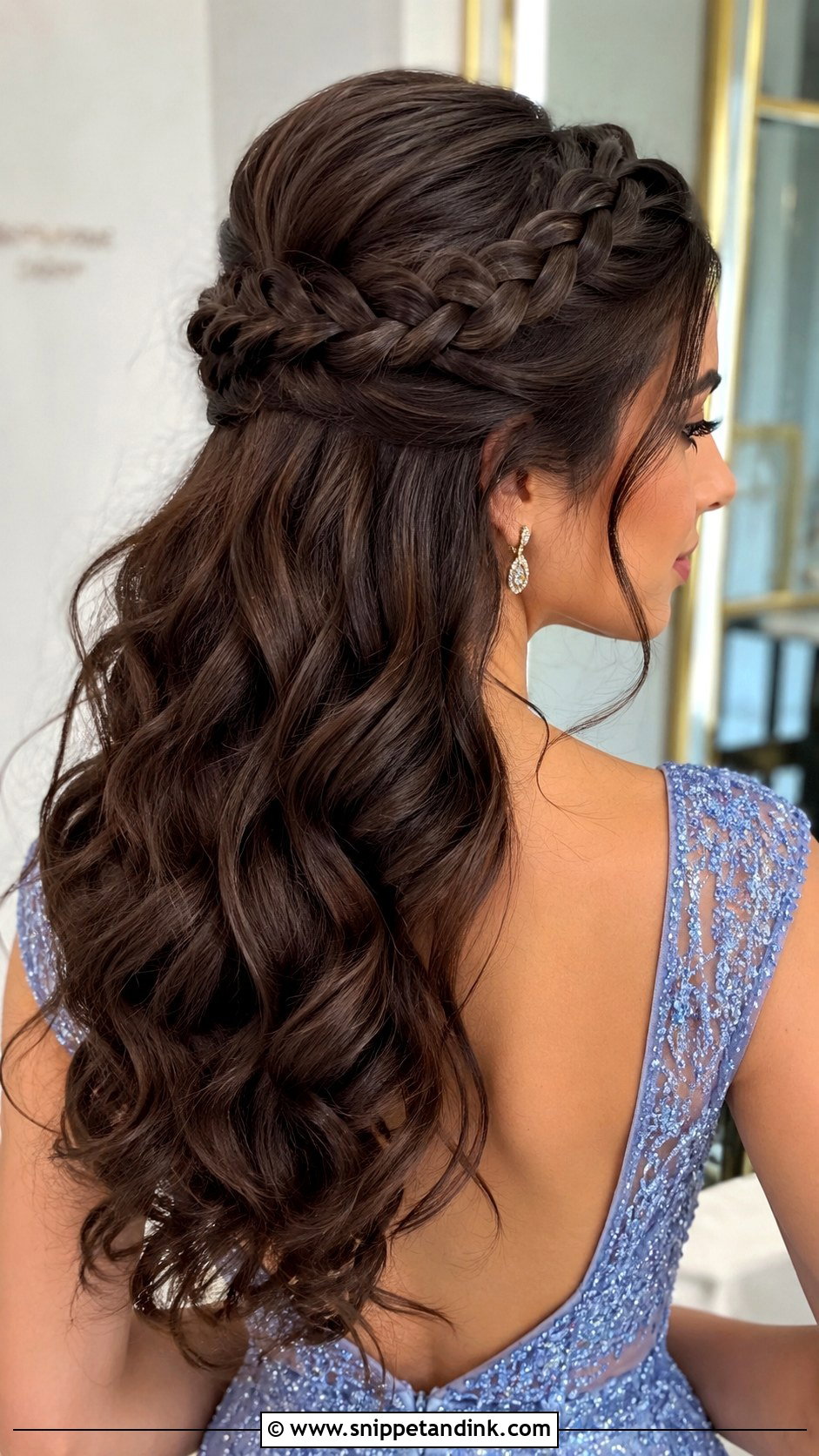 Half Up Half Down Pageant Hair With Crown Braid - Snippet and Ink - 20 Half-Up Half-Down Pageant Hair Ideas