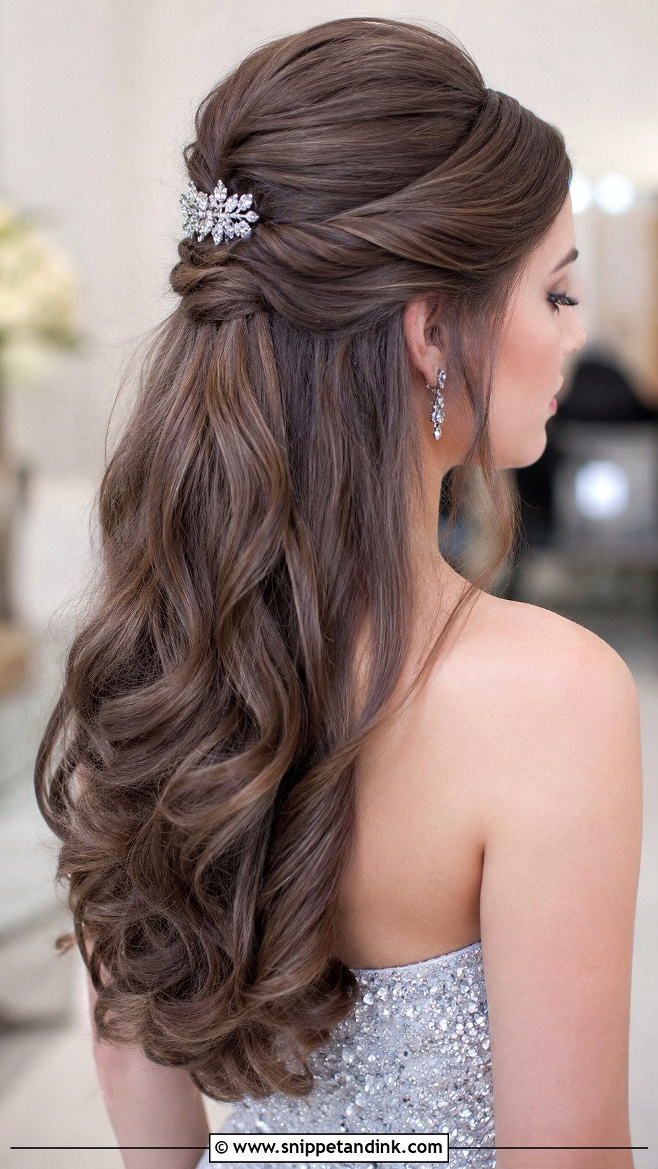 Half Up Half Down Pageant Hair With Crystal Clip - Snippet and Ink - 20 Half-Up Half-Down Pageant Hair Ideas