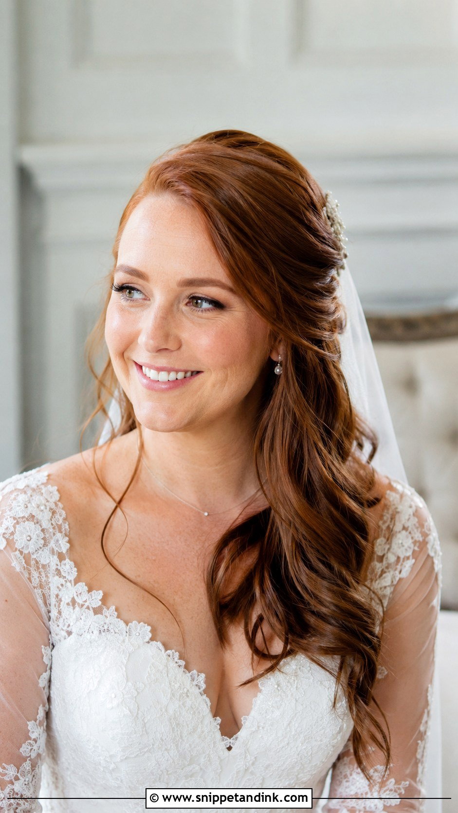 Half Up Half Down Pinned to One Side - Snippet and Ink - 25 One Side Pinned Back Wedding Hair Ideas