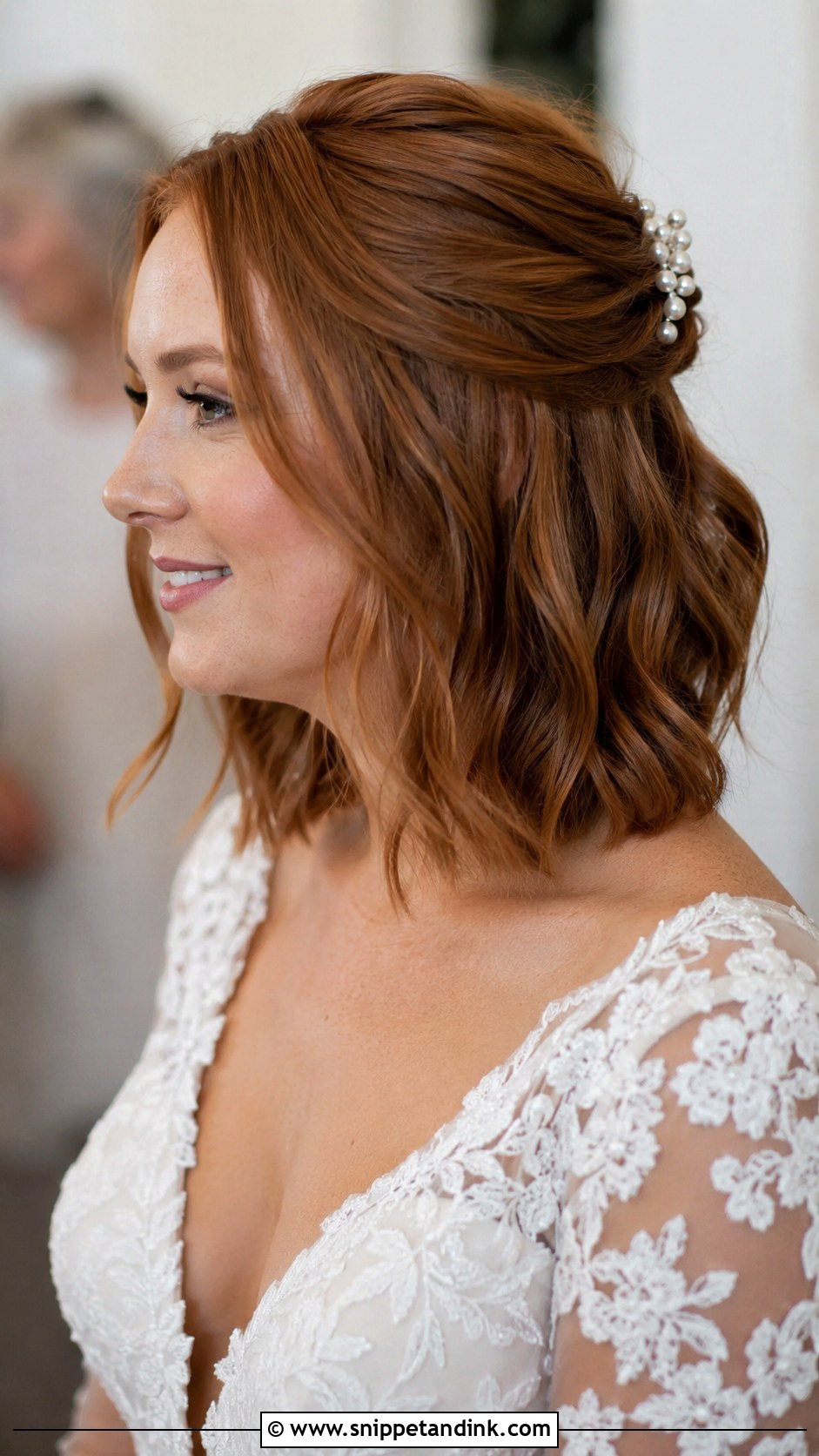 Half Up Half Down Short Bob - Snippet and Ink - 25 Wedding Hair for Short Hair Ideas