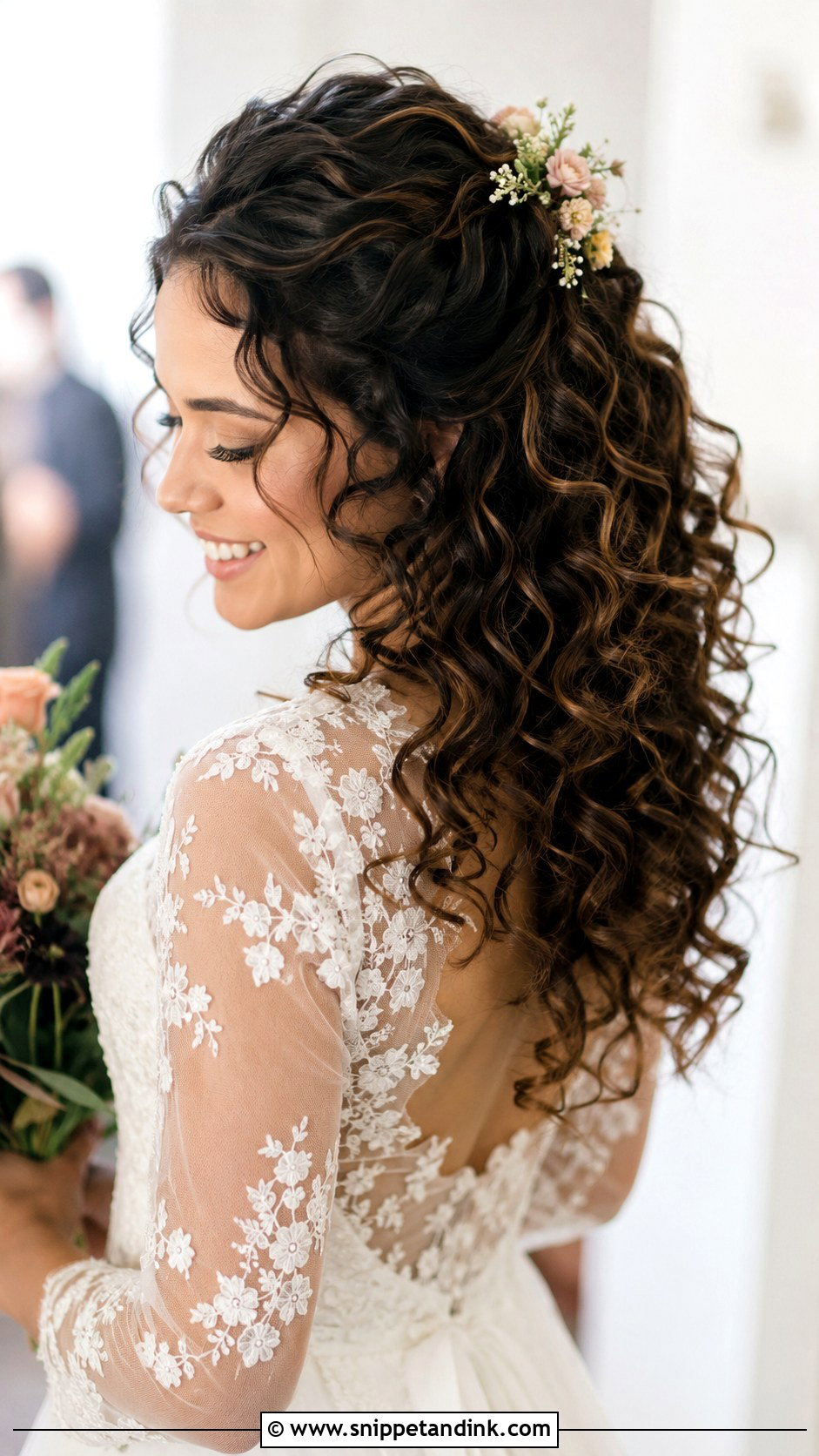 Half Up Half Down Short Curls - Snippet and Ink - 30 Short Hairstyle Women Wedding Ideas