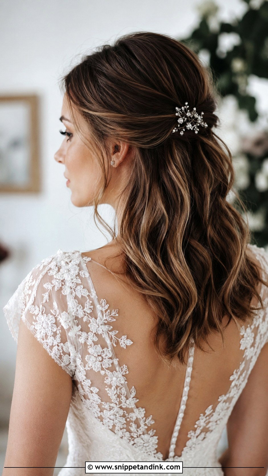 Half Up Half Down Short Hair - Snippet and Ink - 20 Short Hair Ideas for Wedding
