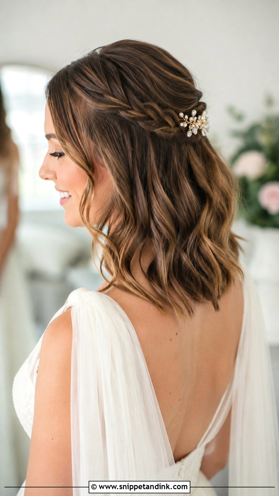 Half Up Half Down Short Hair - Snippet and Ink - 30 Short Wedding Hairstyles