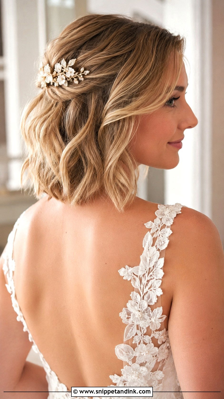 Half Up Half Down Short Hair - Snippet and Ink - 20 Short Hair Updo for Wedding Ideas