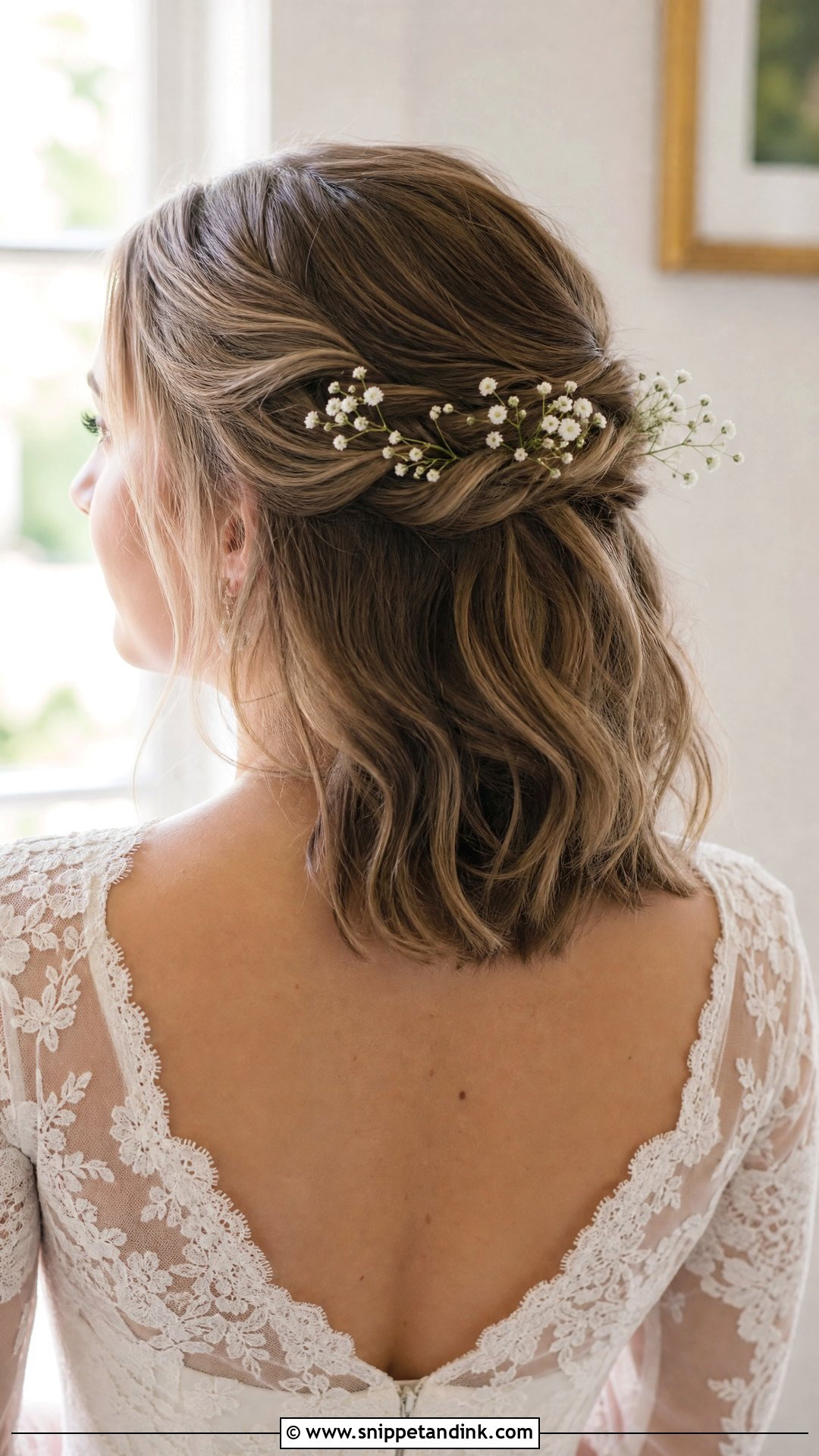 Half Up Half Down Short Hair - Snippet and Ink - 20 Short Haired Bride Ideas