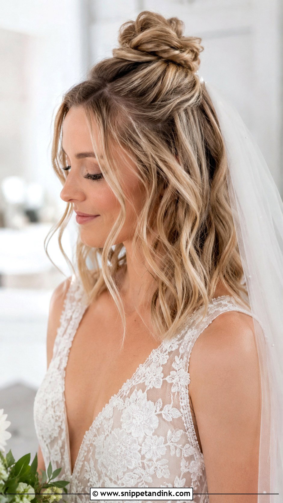 Half Up Half Down Short Hair - Snippet and Ink - 25 Short Hair Styles for Wedding